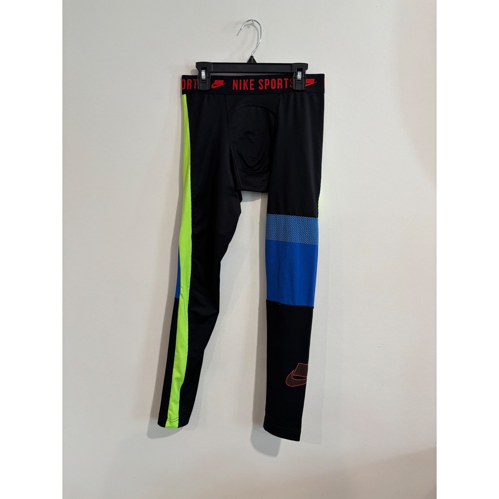 Nike Pro Dri-FIT Compression Tights Mens Small Black Neon Colorblock Leggings